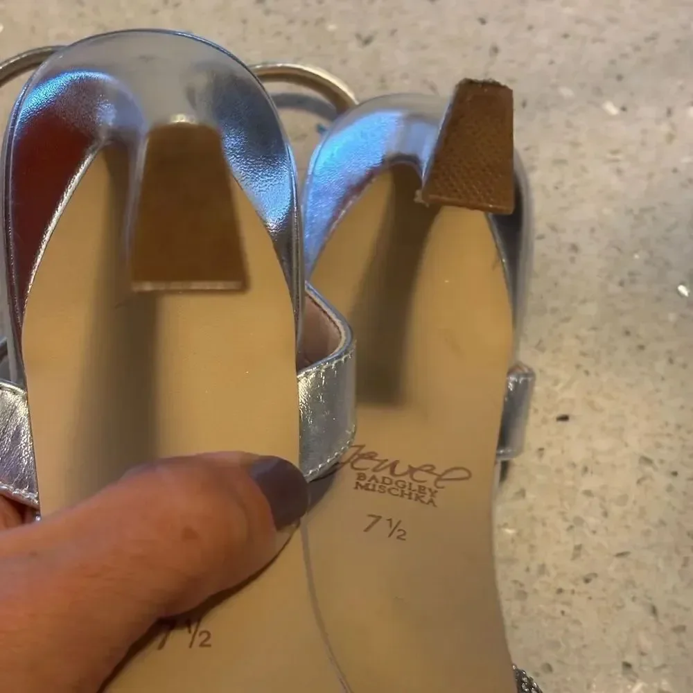 Silver Strappy Heeled Sandals